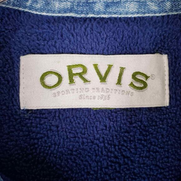 Orvis Shirt Size Large L Mens Button Down Long Sleeve Denim Fleece Lined - Picture 8 of 10